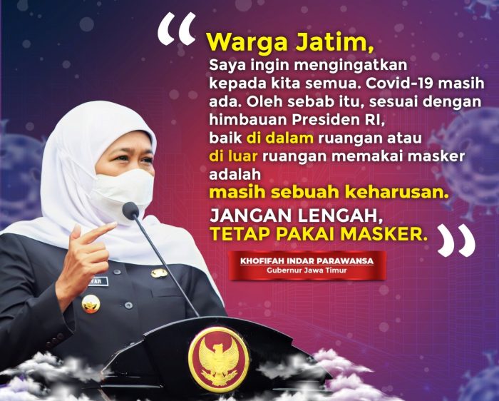 Ikuti Arahan Jokowi, Khofifah Ajak Kembali Pakai Masker dan Perketat Prokes